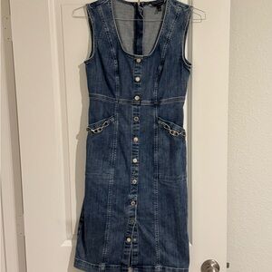 White House Black Market Blue Denim Midi Dress